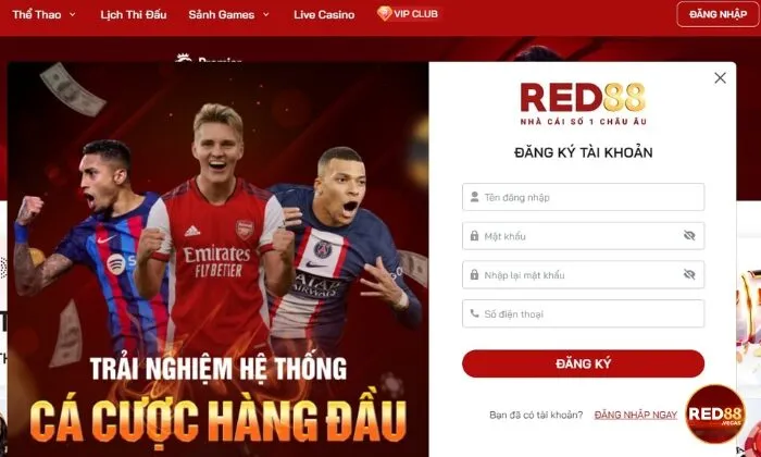 Các bước tạo tài khoản Red88