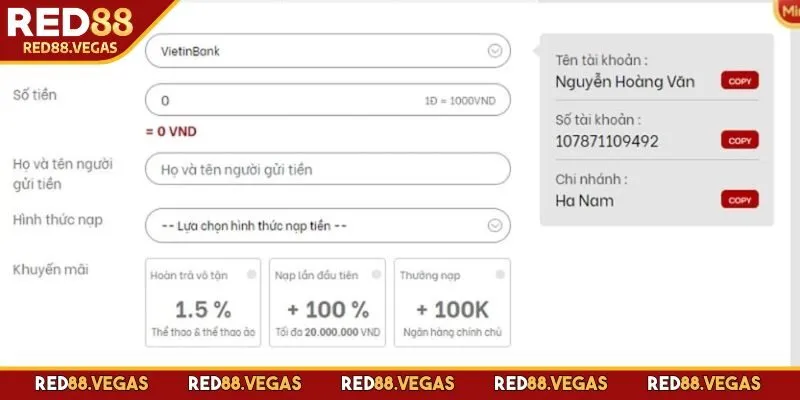 Tiến hành nạp tiền để cá cược kịch tính